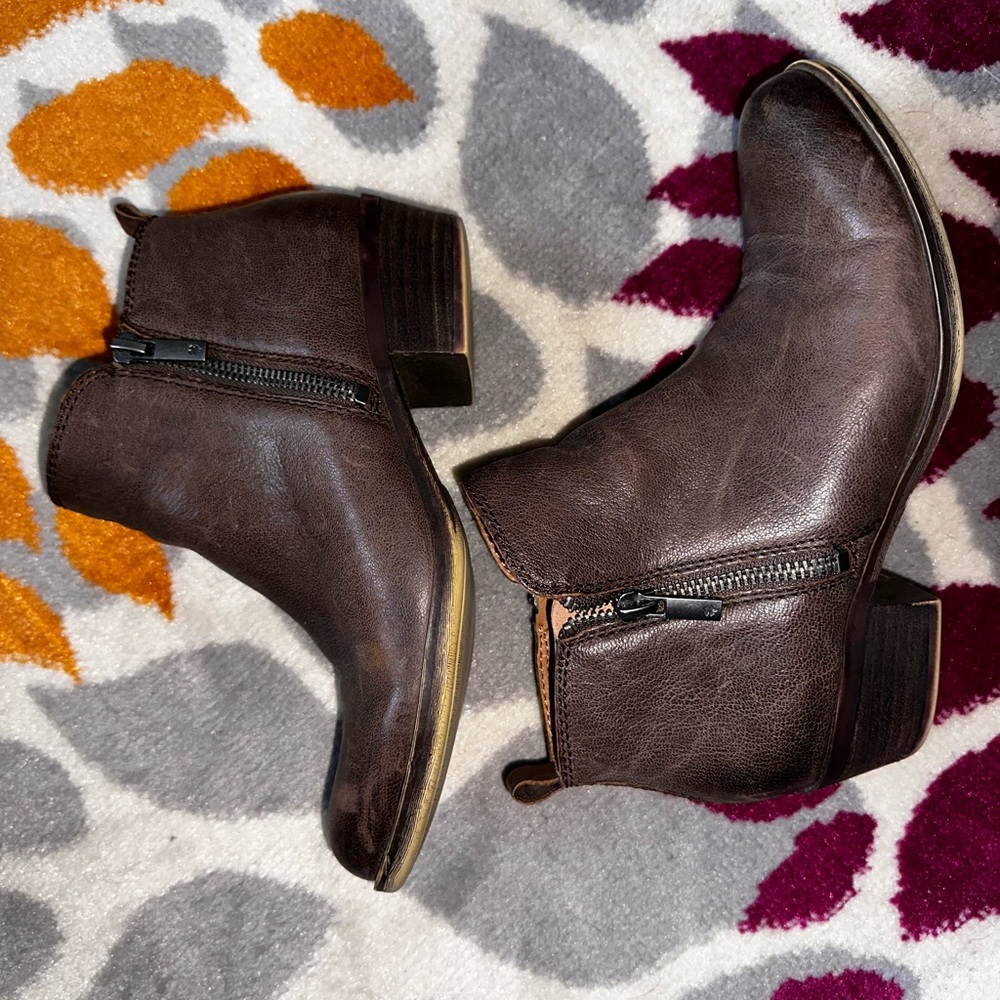 Lucky Brand Brown Ankle Booties with Side Zipper